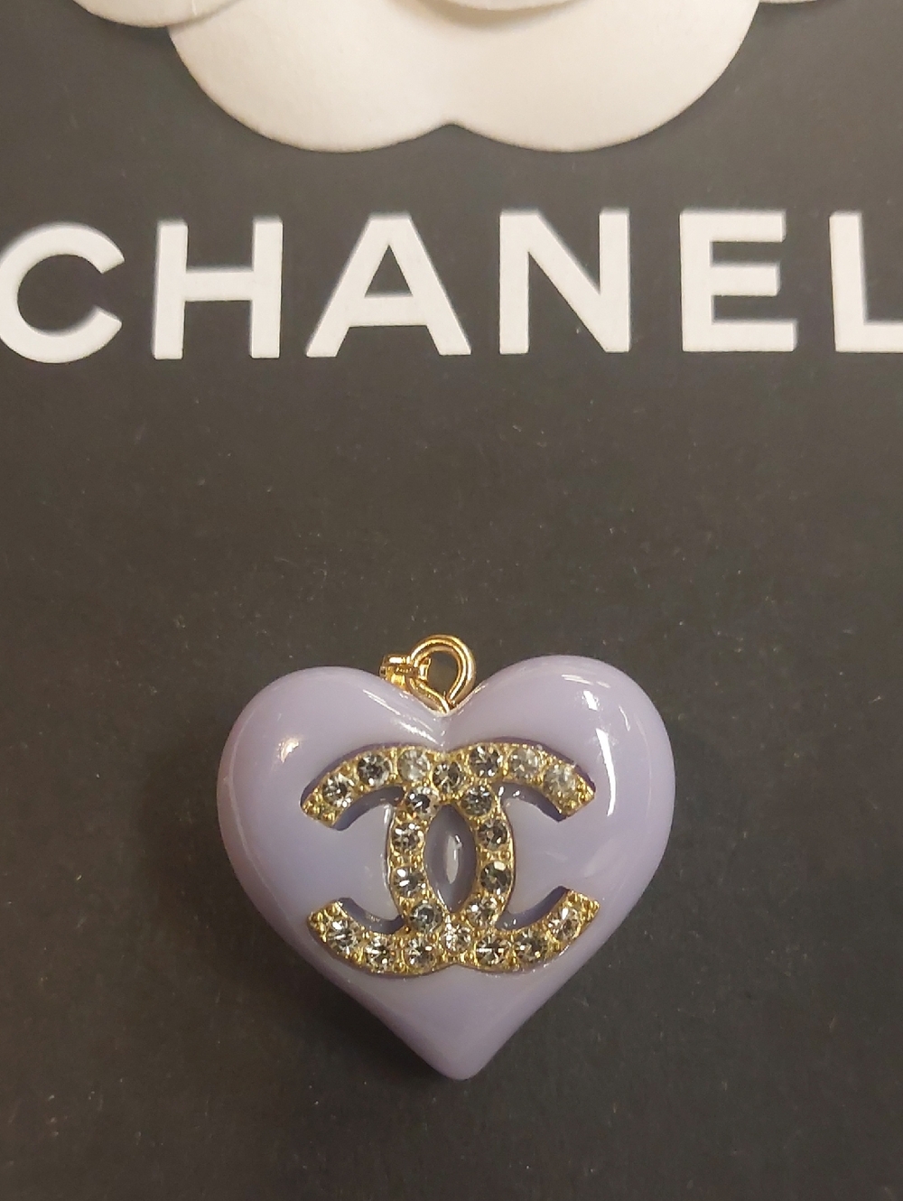 CC Lavender Heart Pendant with Gold Crystal